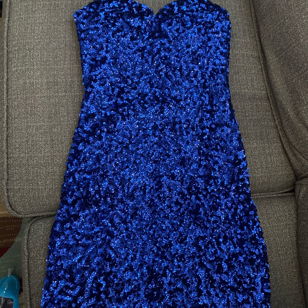 Blue mini sparkle dress